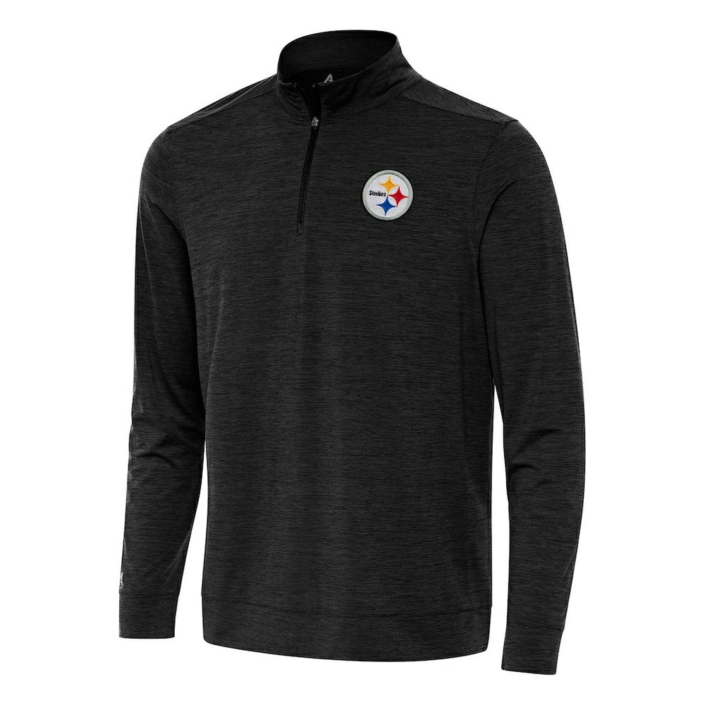 Pittsburgh Steelers Antigua Bright Quarter-Zip Top Heather Black | NFL
