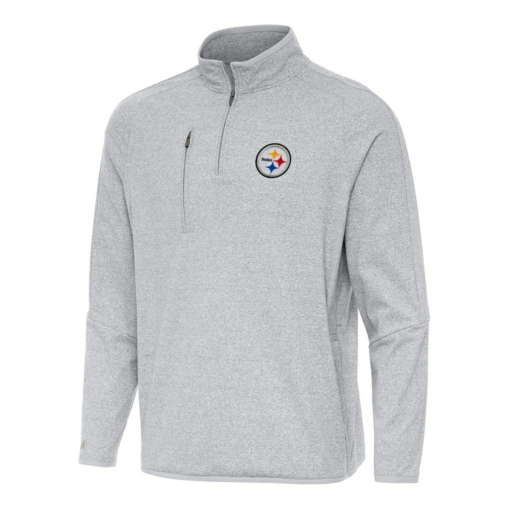 Pittsburgh Steelers Antigua Certain Tri-Blend Quarter-Zip Top Heather Gray | NFL