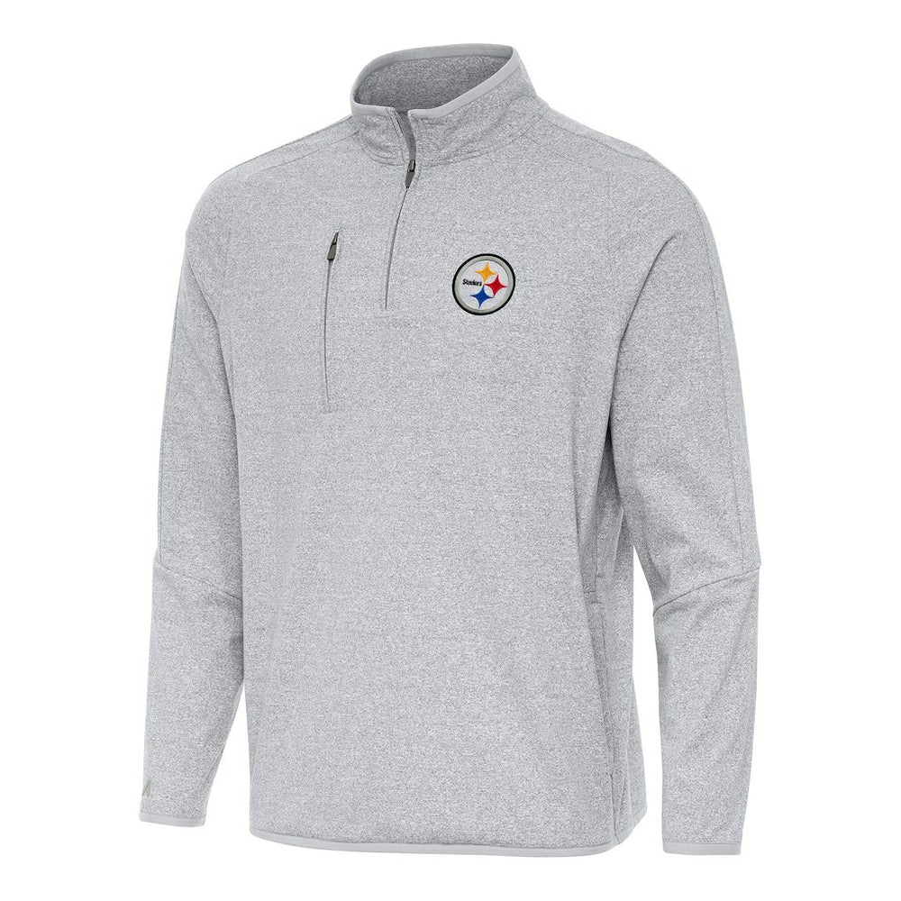 Pittsburgh Steelers Antigua Certain Tri-Blend Quarter-Zip Top Heather Gray | NFL