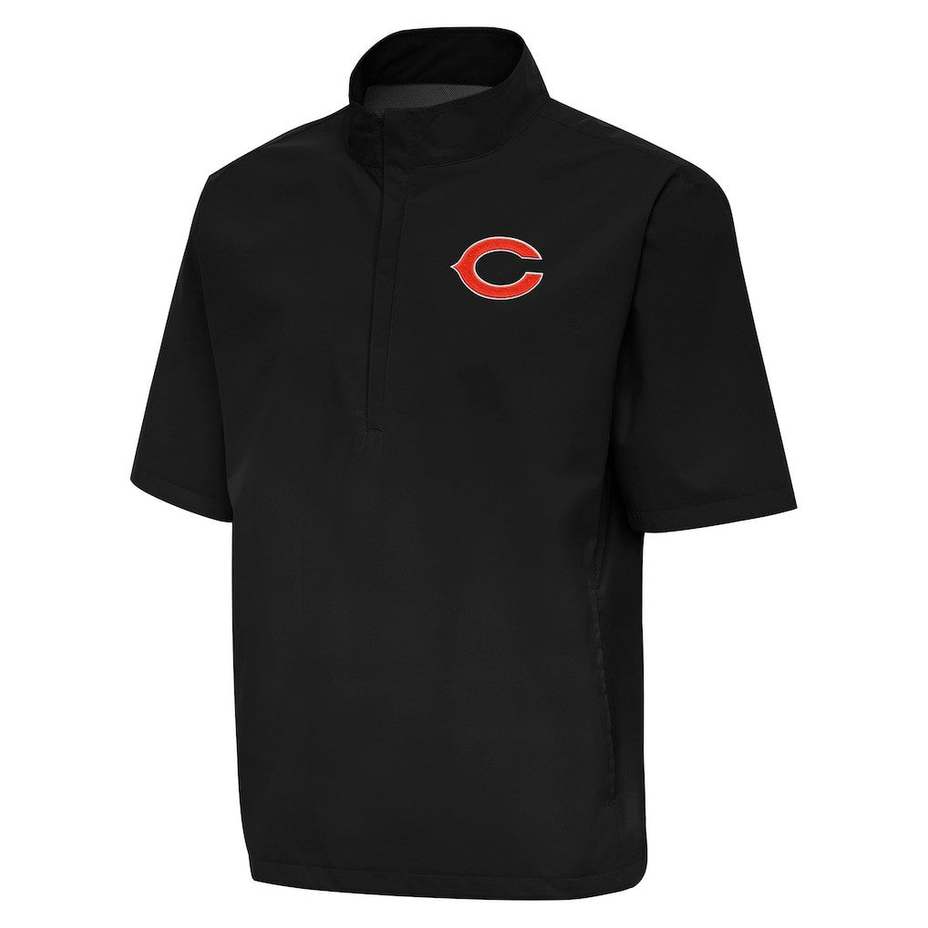 Chicago Bears Antigua Brisk Short Sleeve Quarter-Zip Windshirt Black | NFL