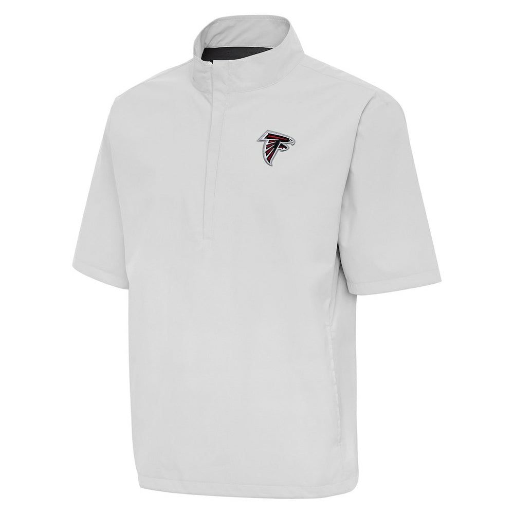 Atlanta Falcons Antigua Brisk Short Sleeve Quarter-Zip Windshirt Heather Gray | NFL