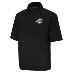 Miami Dolphins Antigua Brisk Short Sleeve Quarter-Zip Windshirt Black | NFL