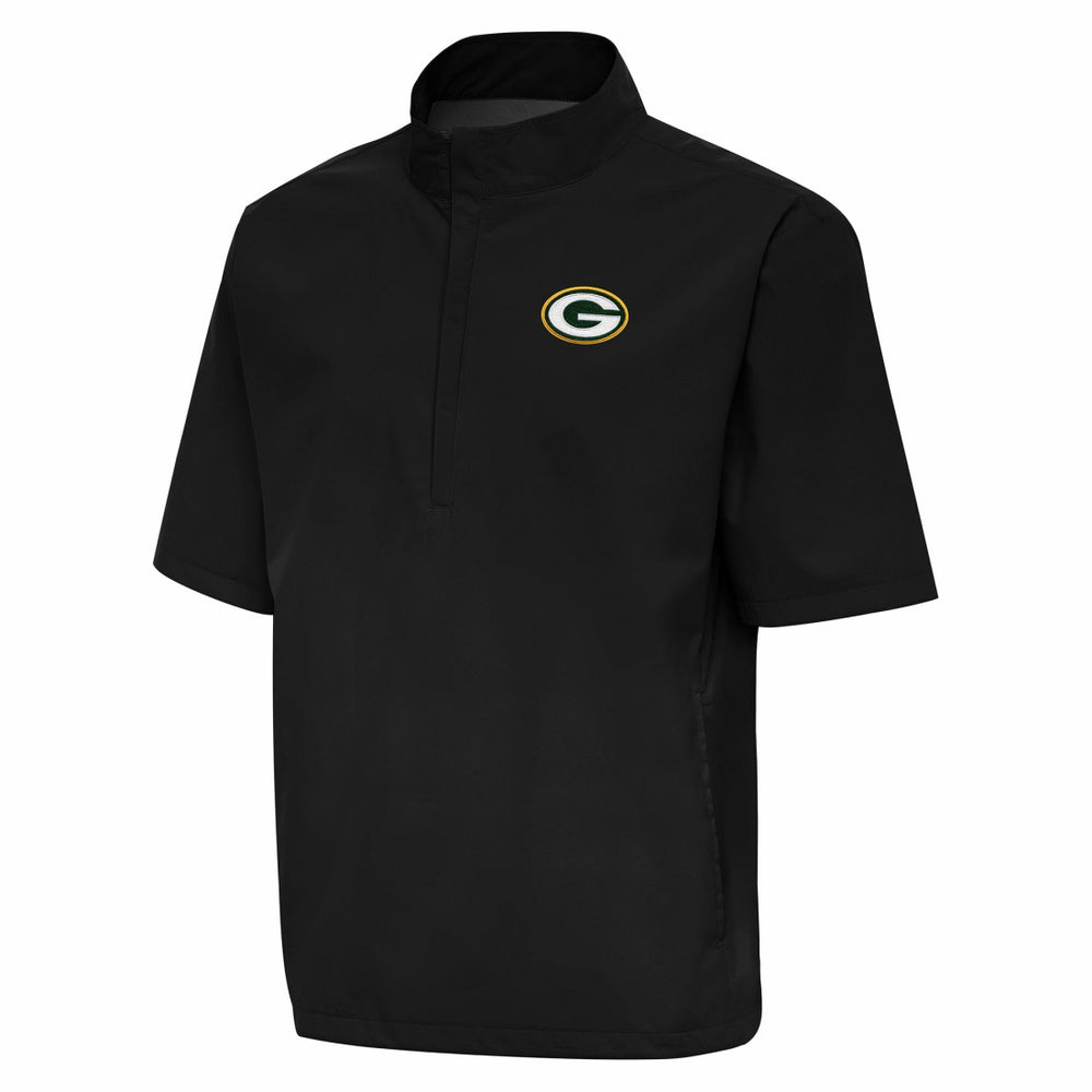 Green Bay Packers Antigua Brisk Short Sleeve Quarter-Zip Windshirt Black | NFL