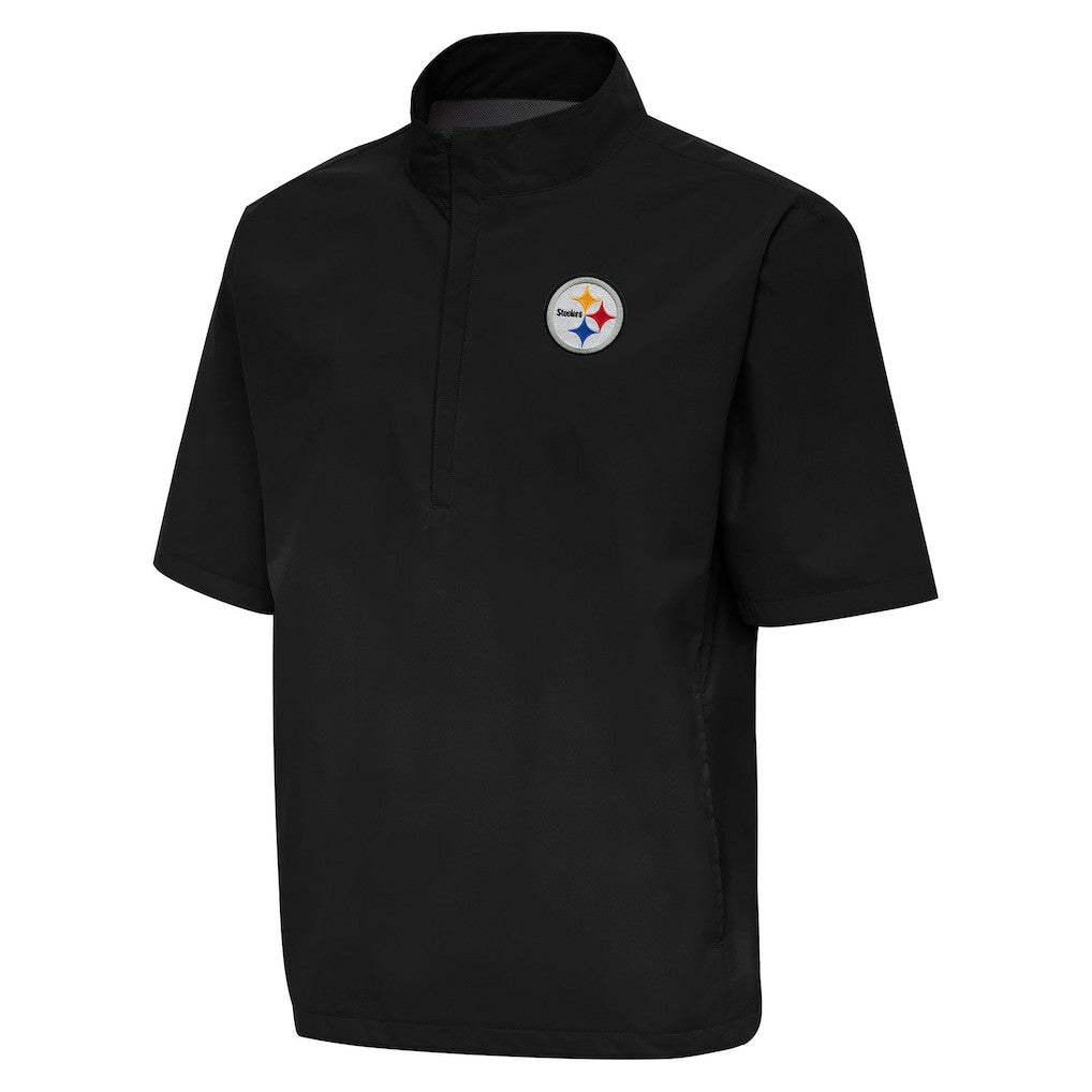 Pittsburgh Steelers Antigua Brisk Short Sleeve Quarter-Zip Windshirt Black | NFL