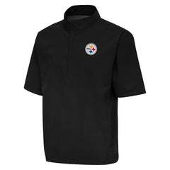 Pittsburgh Steelers Antigua Brisk Short Sleeve Quarter-Zip Windshirt Black | NFL