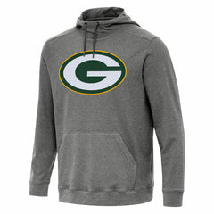 Green Bay Packers Antigua Cloud Pullover Hoodie Heather Black | NFL