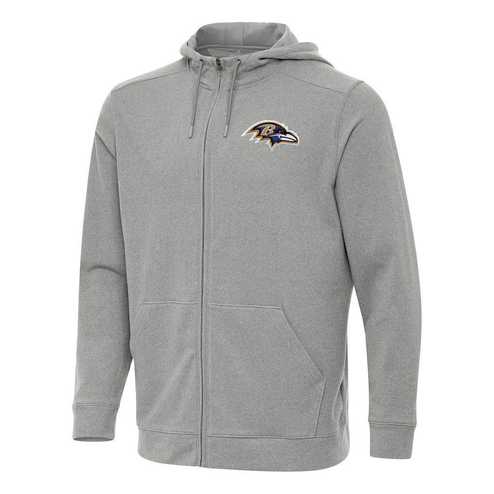 Baltimore Ravens Antigua Effortless Full-Zip Hoodie Heather Gray | NFL