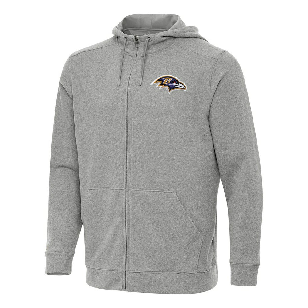 Baltimore Ravens Antigua Effortless Full-Zip Hoodie Heather Gray | NFL