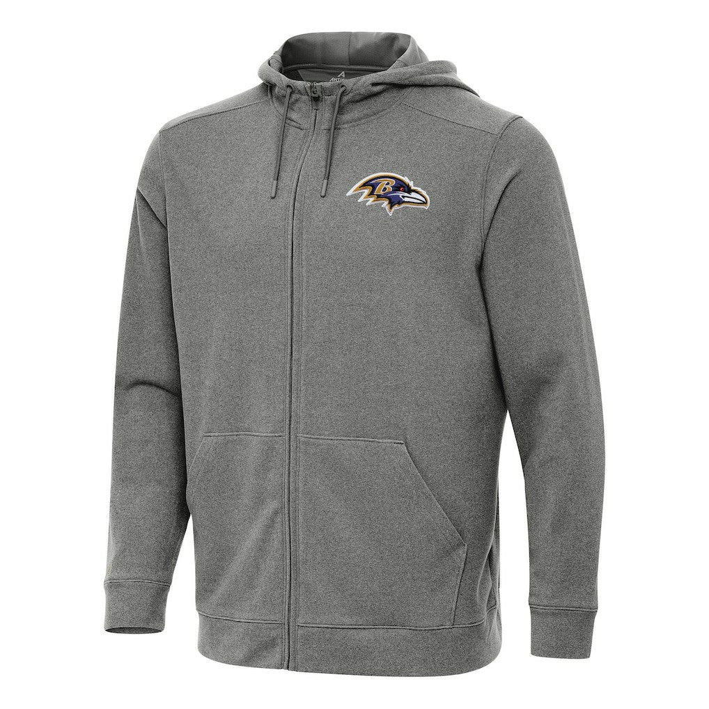Baltimore Ravens Antigua Effortless Full-Zip Hoodie Heather Black | NFL