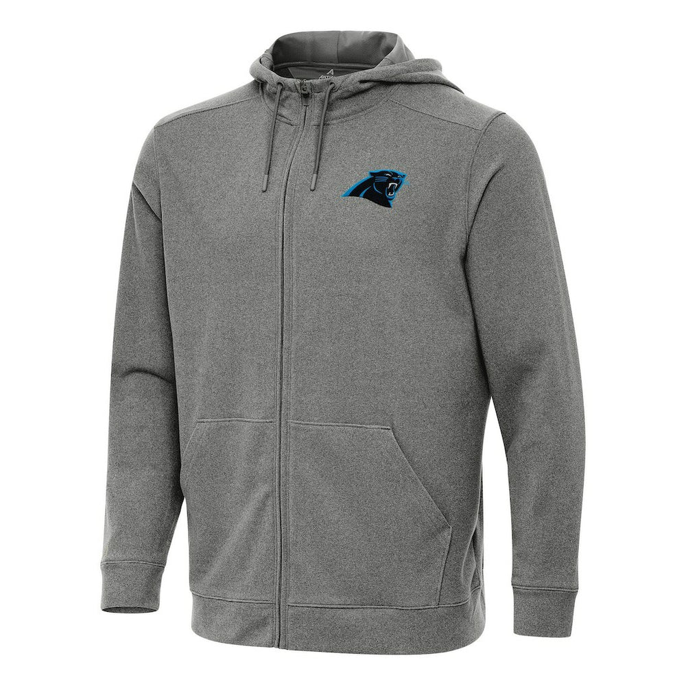 Carolina Panthers Antigua Effortless Full-Zip Hoodie Heather Black | NFL
