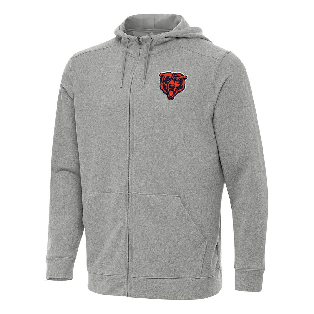 Chicago Bears Antigua Effortless Full-Zip Hoodie Heather Gray | NFL