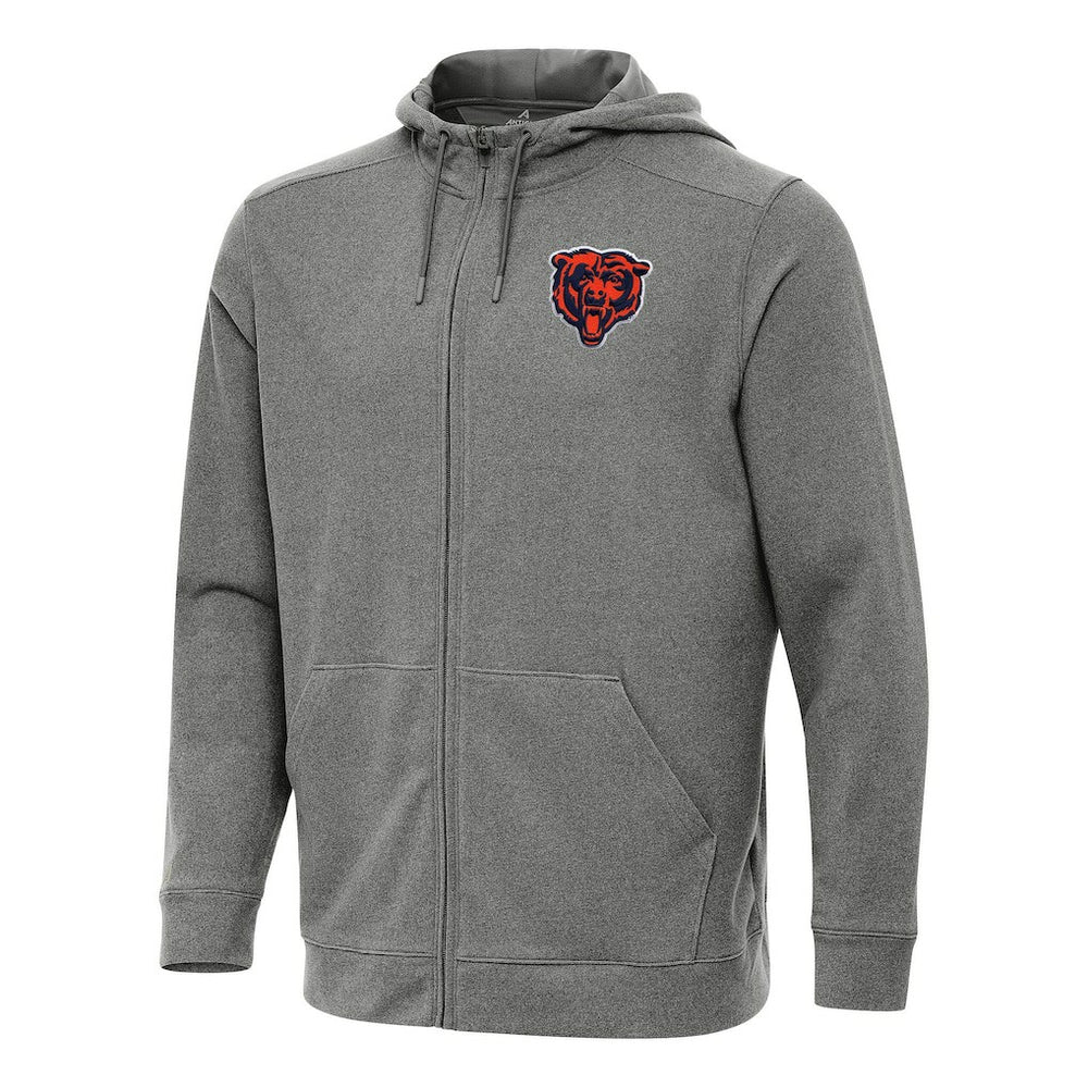Chicago Bears Antigua Effortless Full-Zip Hoodie Heather Black | NFL