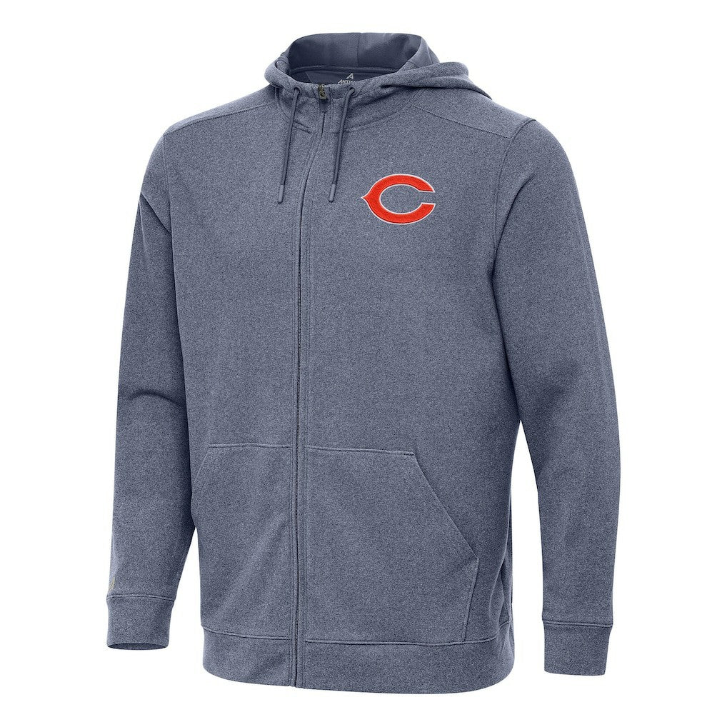 Chicago Bears Antigua Effortless Full-Zip Hoodie Heather Navy | NFL