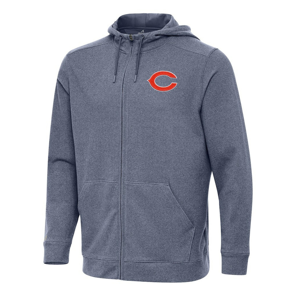 Chicago Bears Antigua Effortless Full-Zip Hoodie Heather Navy | NFL
