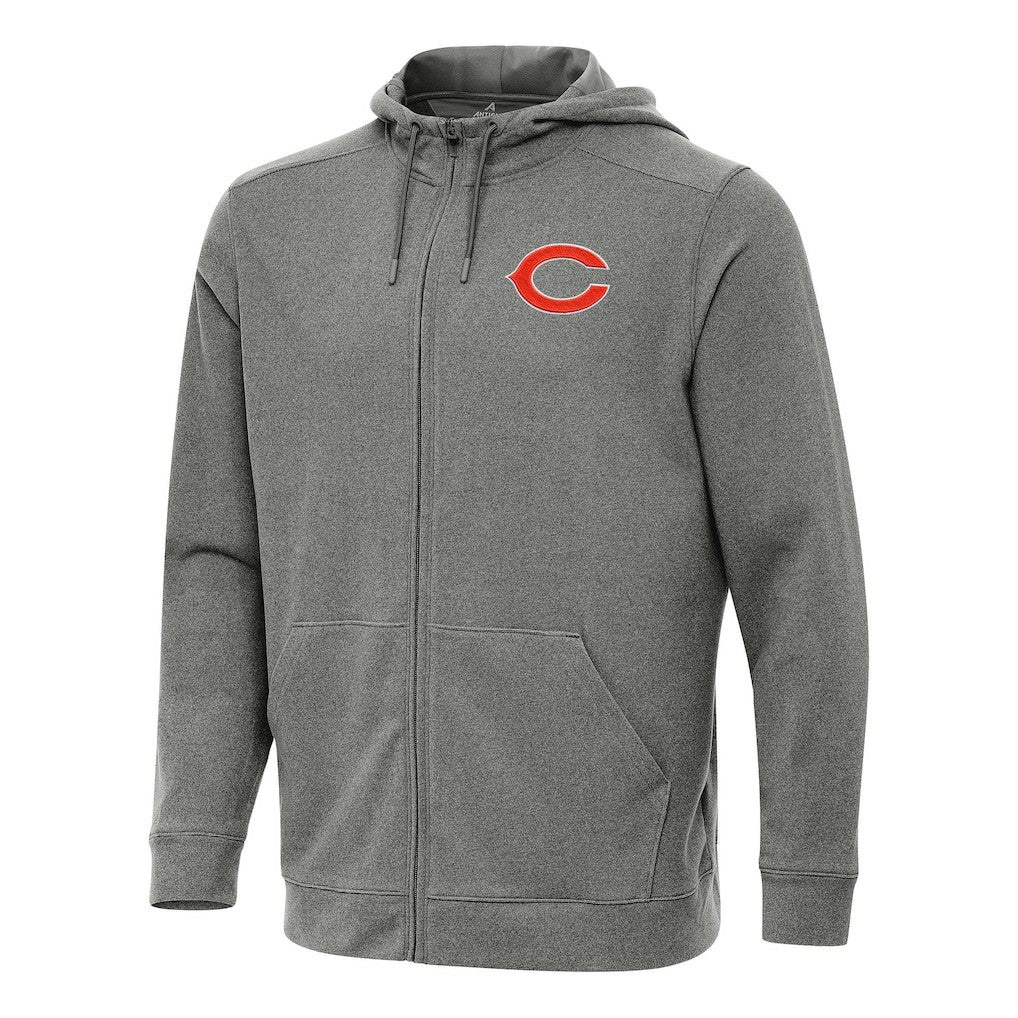 Chicago Bears Antigua Effortless Full-Zip Hoodie Heather Black | NFL
