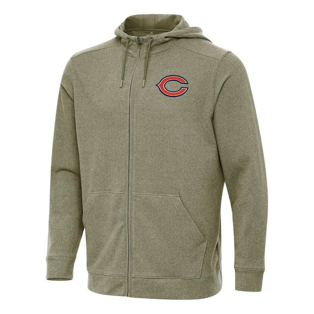 Chicago Bears Antigua Effortless Full-Zip Hoodie Olive | NFL