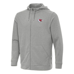Kansas City Chiefs Antigua Effortless Full-Zip Hoodie Heather Gray | NFL