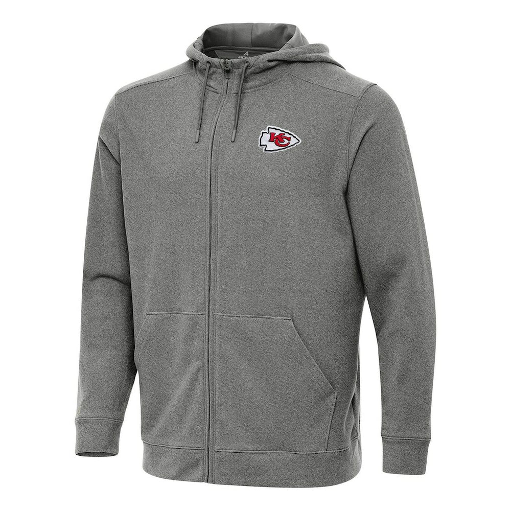 Kansas City Chiefs Antigua Effortless Full-Zip Hoodie Heather Black | NFL