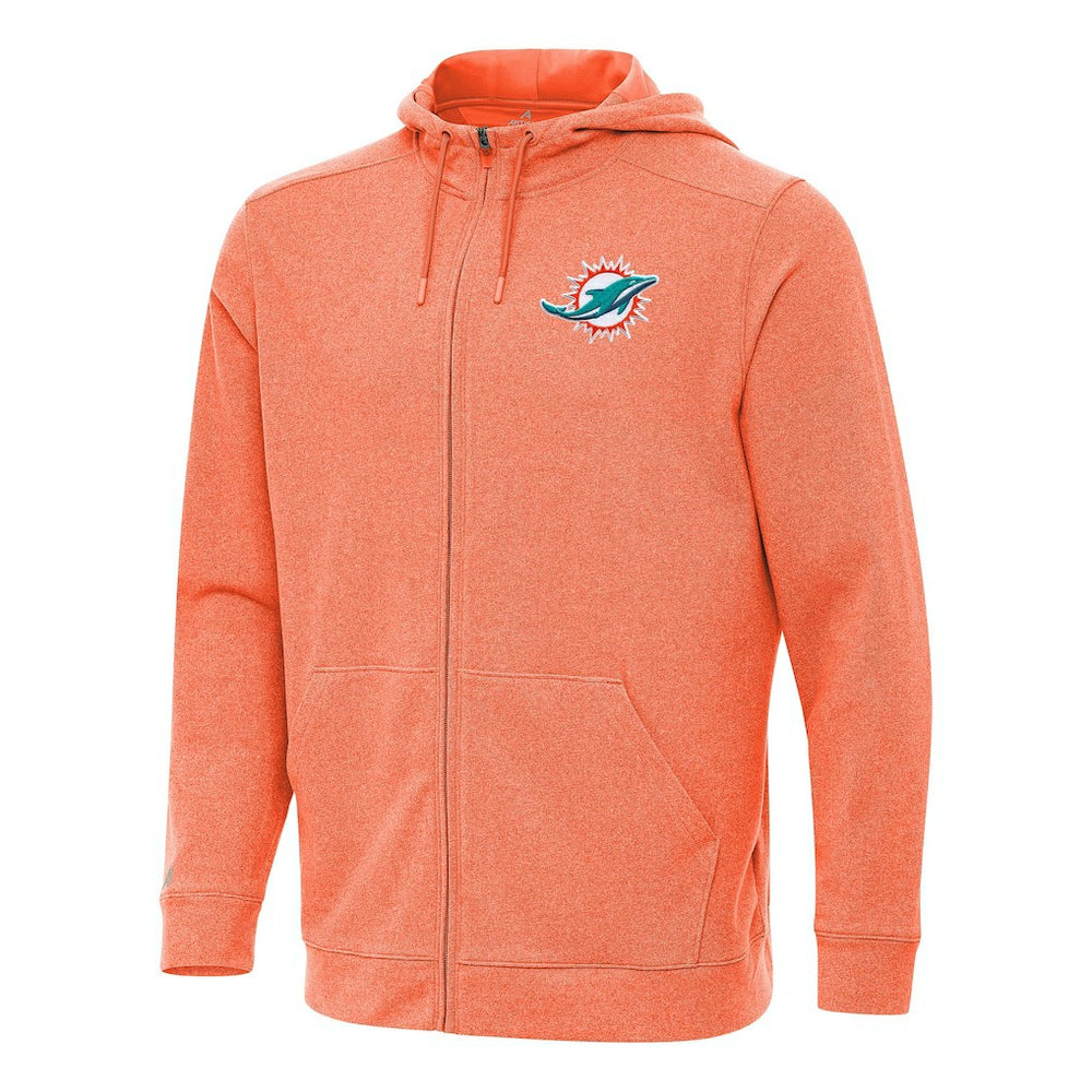 Miami Dolphins Antigua Effortless Full-Zip Hoodie Heather Orange | NFL