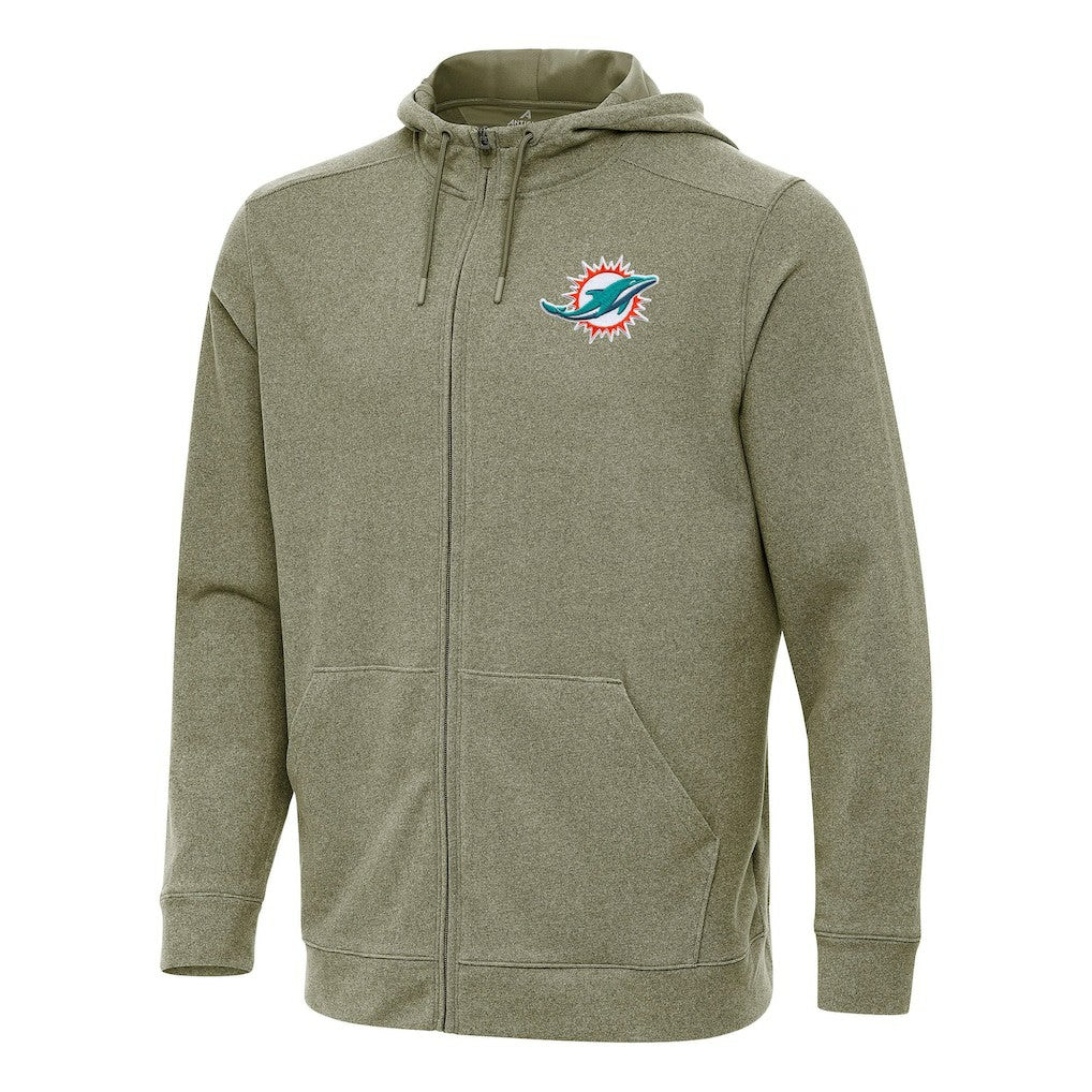Miami Dolphins Antigua Effortless Full-Zip Hoodie Olive | NFL