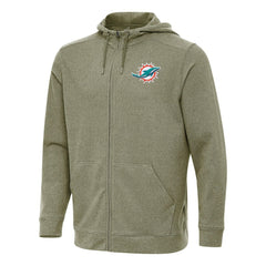 Miami Dolphins Antigua Effortless Full-Zip Hoodie Olive | NFL