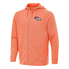 Denver Broncos Antigua Effortless Full-Zip Hoodie Heather Orange | NFL