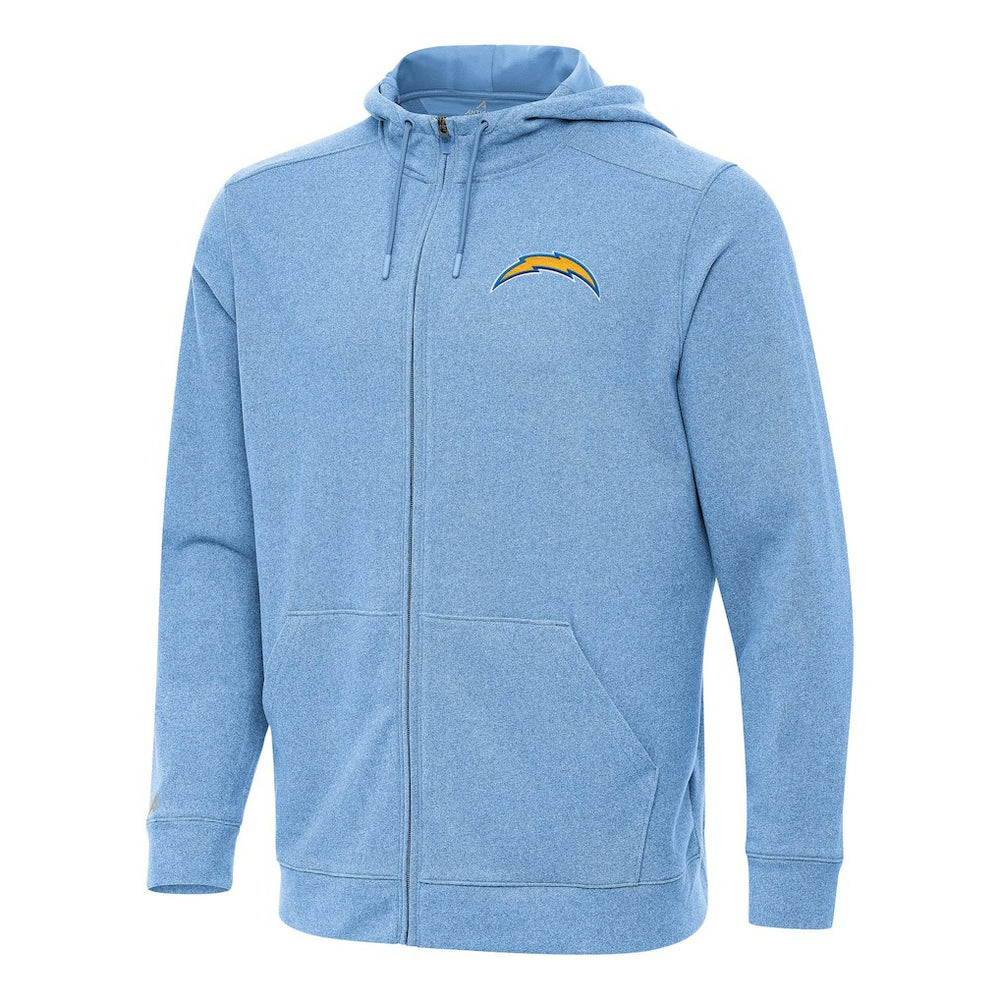 Los Angeles Chargers Antigua Effortless Full-Zip Hoodie Heather Powder Blue | NFL