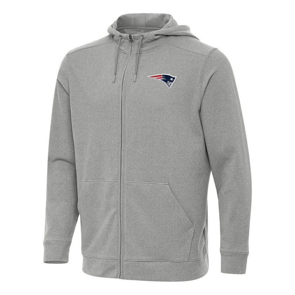 New England Patriots Antigua Effortless Full-Zip Hoodie Heather Gray | NFL