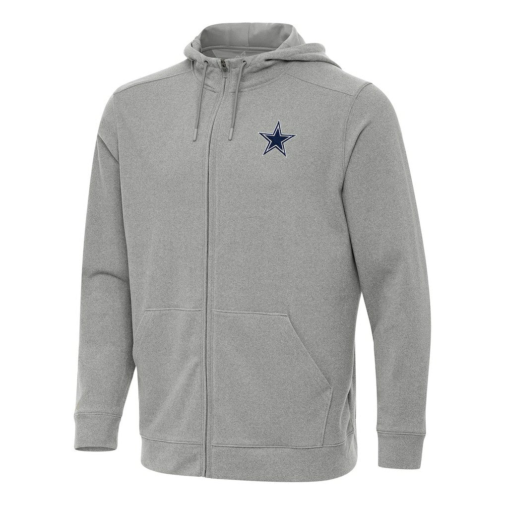 Dallas Cowboys Antigua Effortless Full-Zip Hoodie Heather Gray | NFL