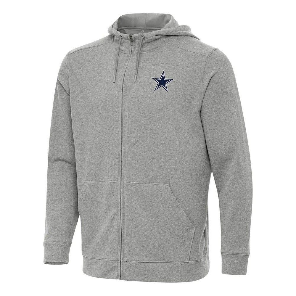Dallas Cowboys Antigua Effortless Full-Zip Hoodie Heather Gray | NFL