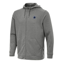 Dallas Cowboys Antigua Effortless Full-Zip Hoodie Heather Black | NFL