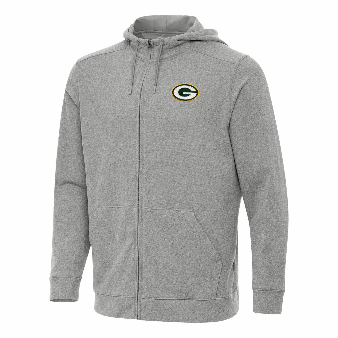 Green Bay Packers Antigua Effortless Full-Zip Hoodie Heather Gray | NFL