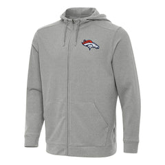 Denver Broncos Antigua Effortless Full-Zip Hoodie Heather Gray | NFL
