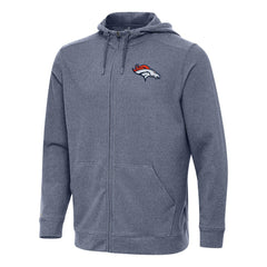 Denver Broncos Antigua Effortless Full-Zip Hoodie Heather Navy | NFL