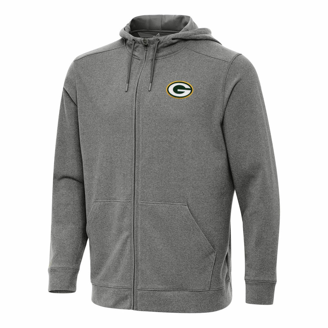 Green Bay Packers Antigua Effortless Full-Zip Hoodie Heather Black | NFL