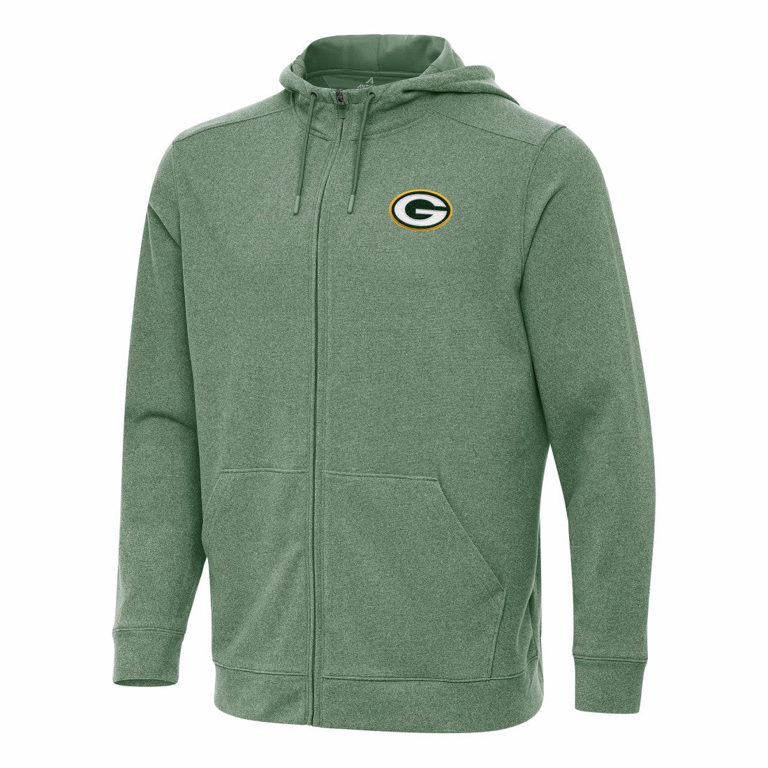 Green Bay Packers Antigua Effortless Full-Zip Hoodie Heather Green | NFL