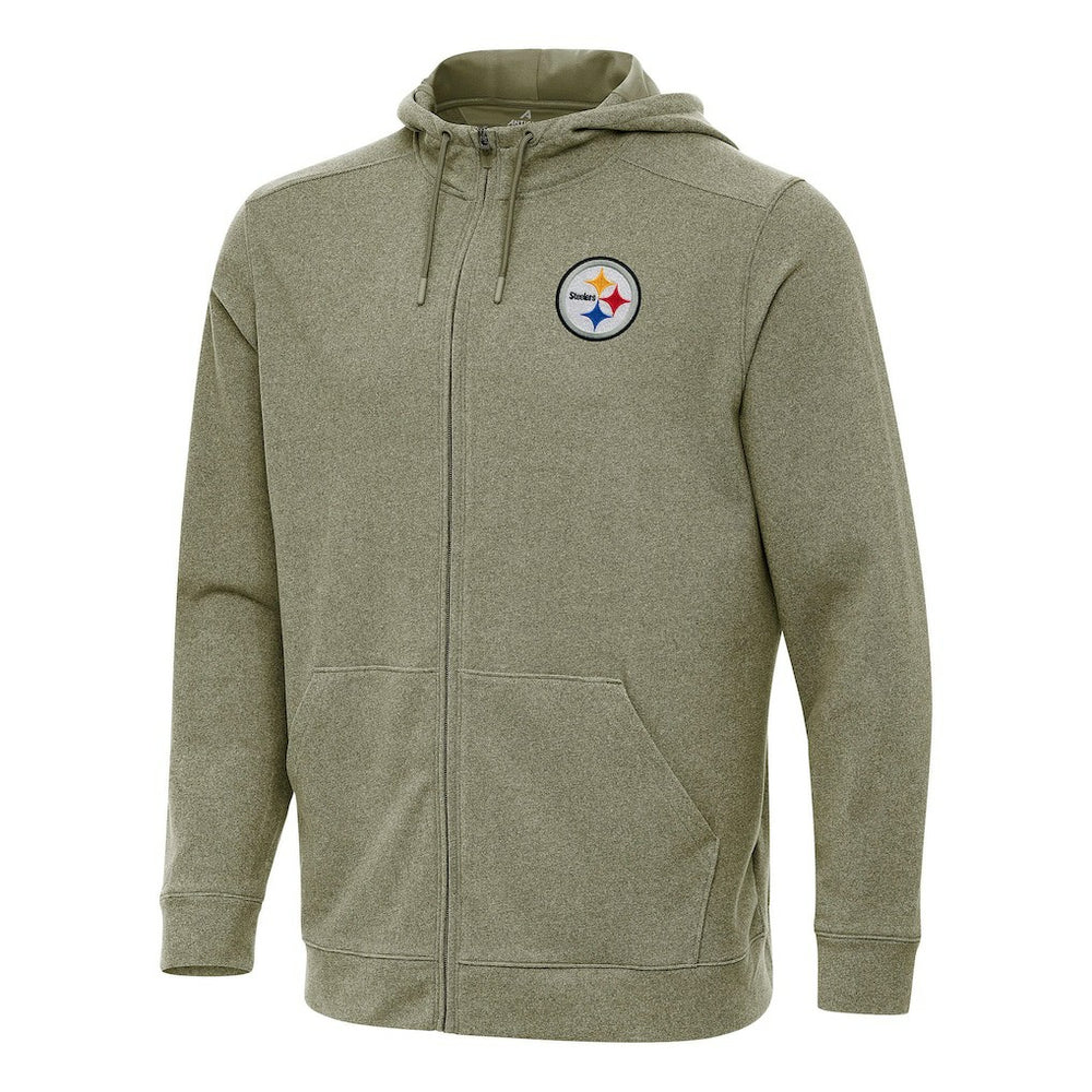 Pittsburgh Steelers Antigua Effortless Full-Zip Hoodie Olive | NFL