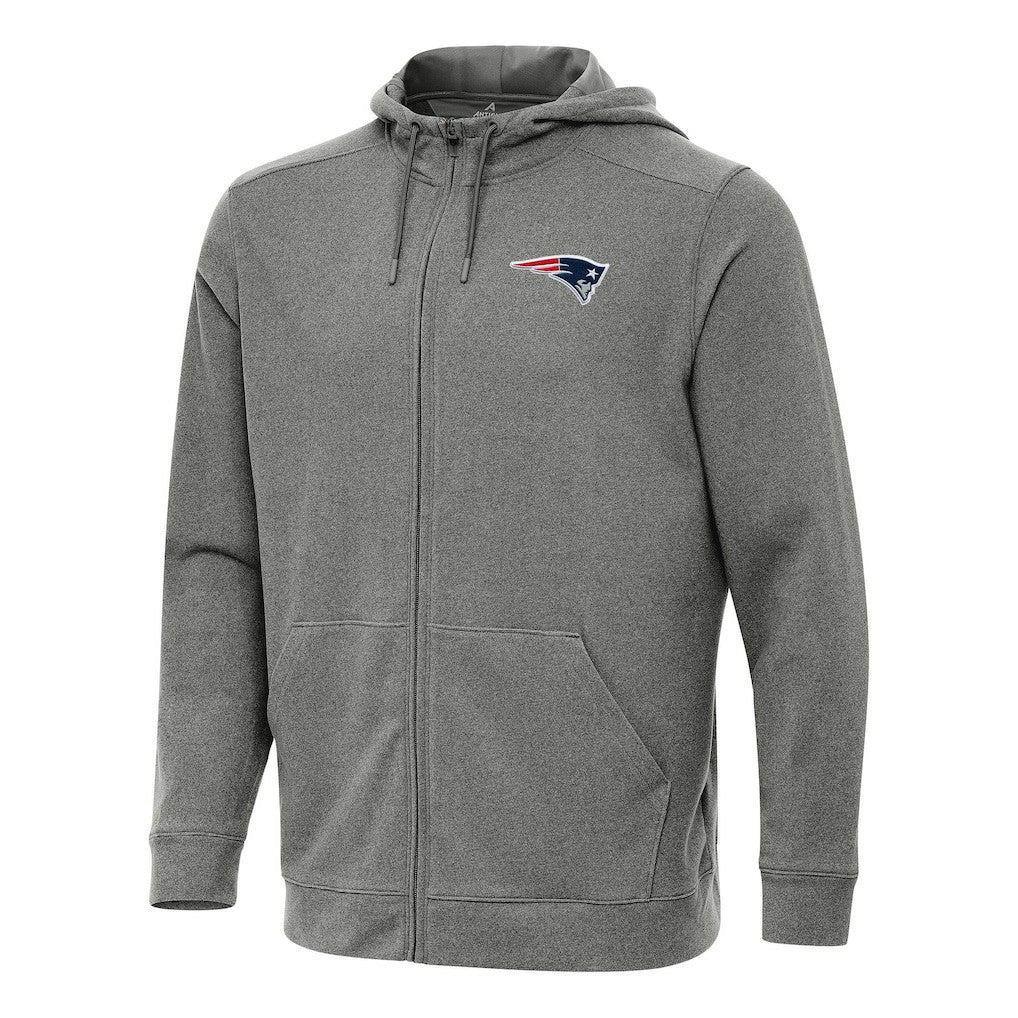 New England Patriots Antigua Effortless Full-Zip Hoodie Heather Black | NFL
