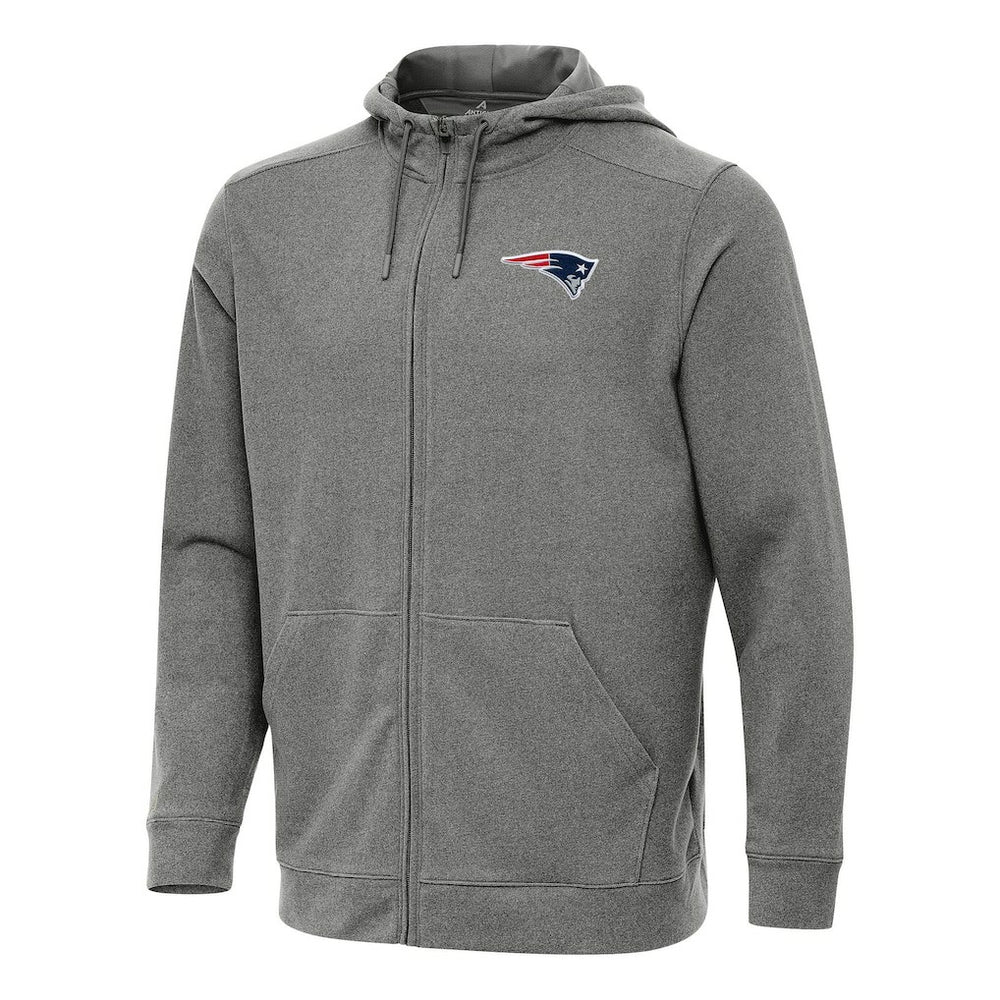 New England Patriots Antigua Effortless Full-Zip Hoodie Heather Black | NFL