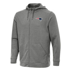 New England Patriots Antigua Effortless Full-Zip Hoodie Heather Black | NFL