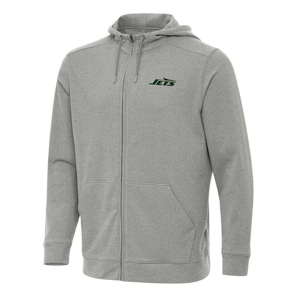 New York Jets Antigua Effortless Full-Zip Hoodie Heather Gray | NFL