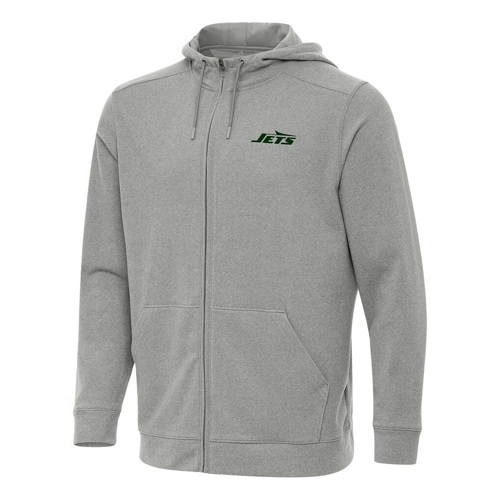 New York Jets Antigua Effortless Full-Zip Hoodie Heather Gray | NFL