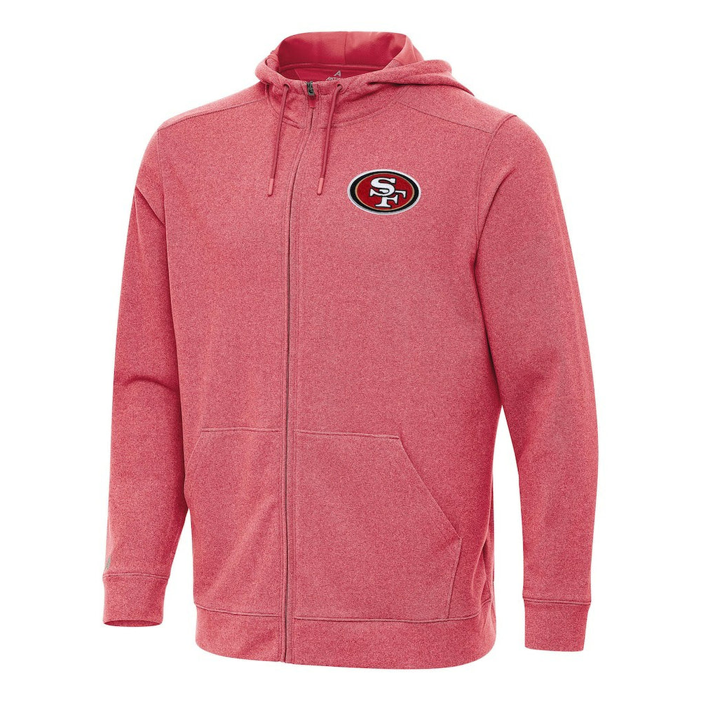San Francisco 49ers Antigua Effortless Full-Zip Hoodie Heather Scarlet | NFL