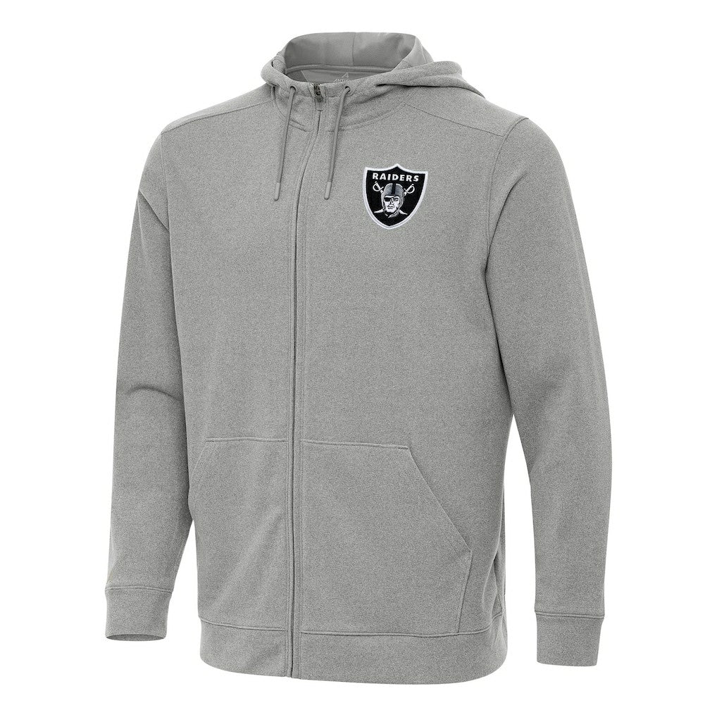 Las Vegas Raiders Antigua Effortless Full-Zip Hoodie Heather Gray | NFL