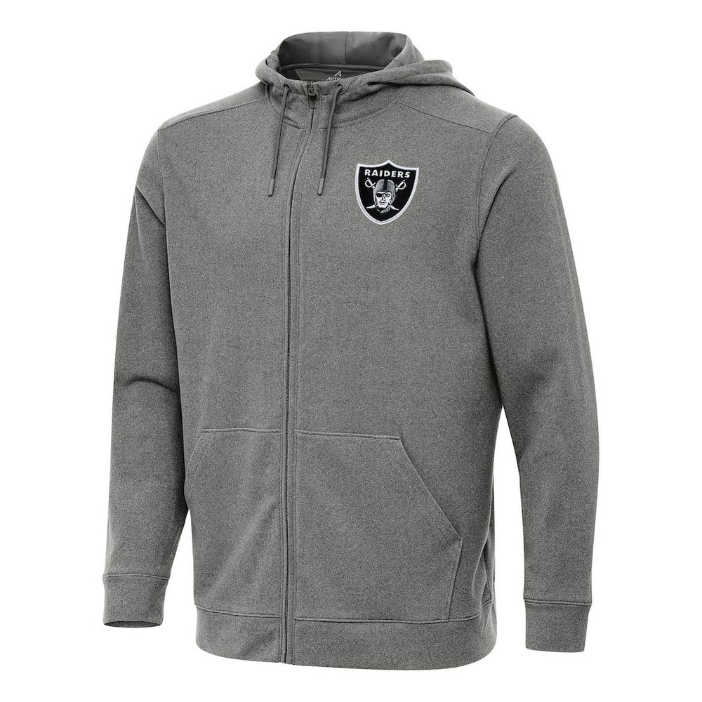 Las Vegas Raiders Antigua Effortless Full-Zip Hoodie Heather Black | NFL