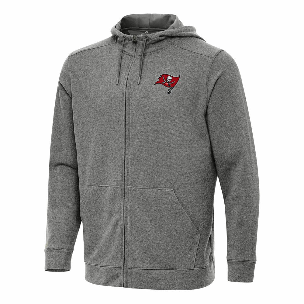 Tampa Bay Buccaneers Antigua Effortless Full-Zip Hoodie Heather Black | NFL