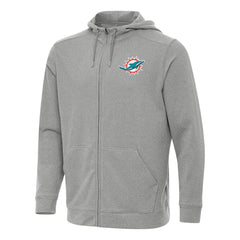 Miami Dolphins Antigua Effortless Full-Zip Hoodie Heather Gray | NFL