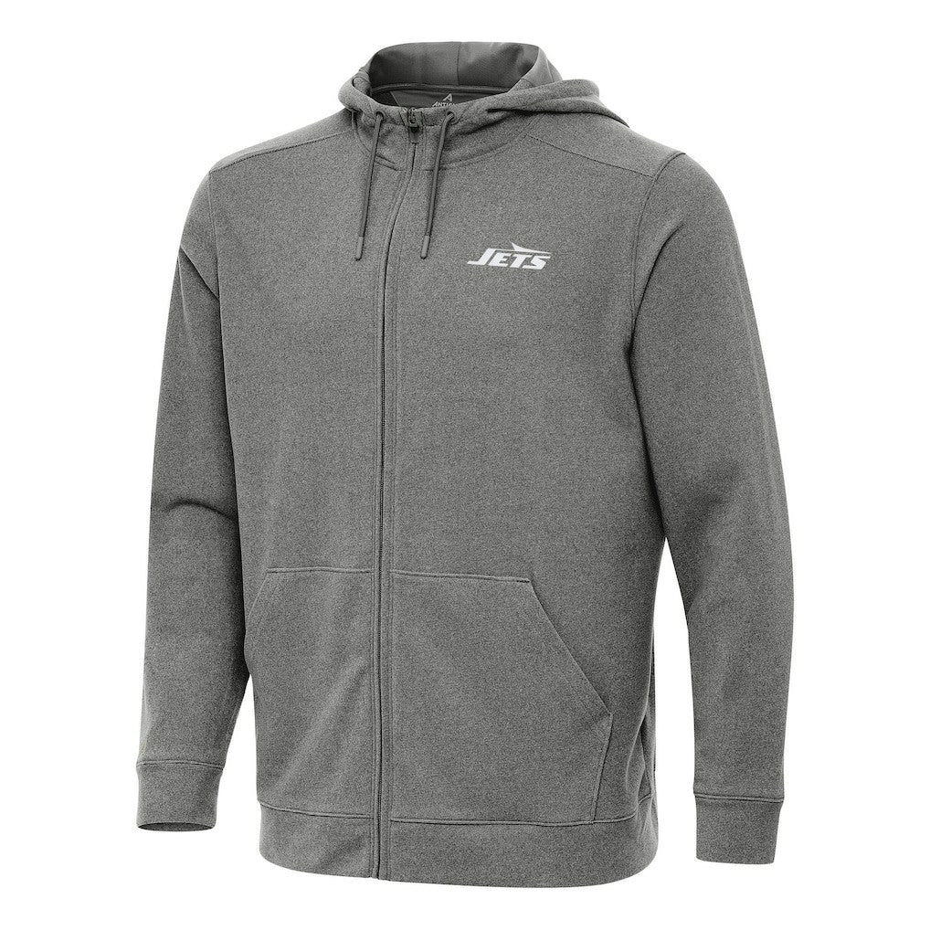 New York Jets Antigua Effortless Full-Zip Hoodie Heather Black | NFL