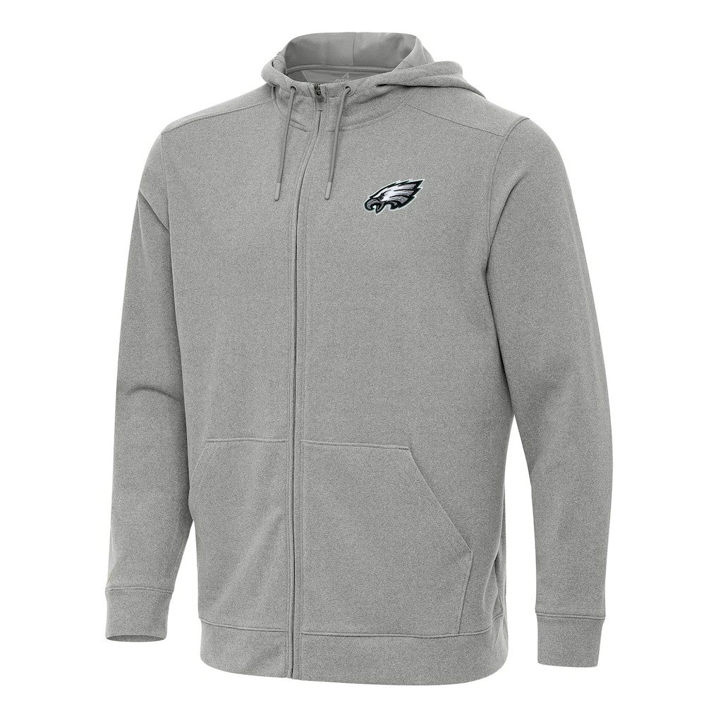 Philadelphia Eagles Antigua Effortless Full-Zip Hoodie Heather Gray | NFL