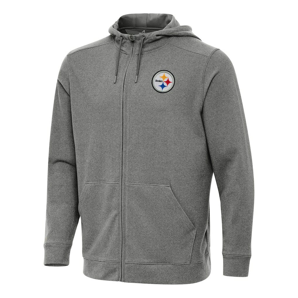 Pittsburgh Steelers Antigua Effortless Full-Zip Hoodie Heather Black | NFL